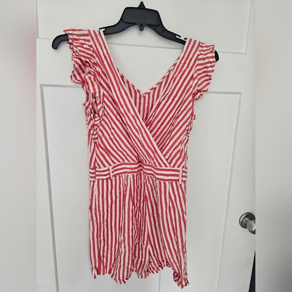 LOFT Red and White Striped Jumpsuit - Picture 1 of 9